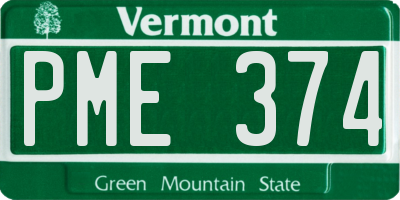 VT license plate PME374