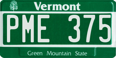 VT license plate PME375
