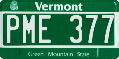 VT license plate PME377