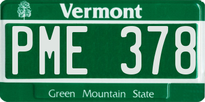 VT license plate PME378