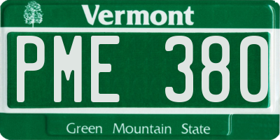 VT license plate PME380