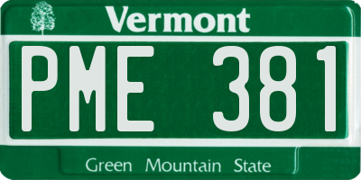 VT license plate PME381