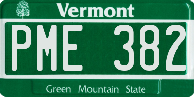 VT license plate PME382