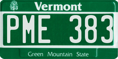 VT license plate PME383