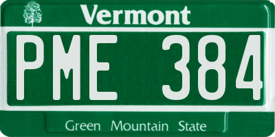 VT license plate PME384