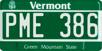 VT license plate PME386