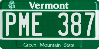 VT license plate PME387