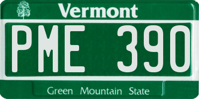 VT license plate PME390