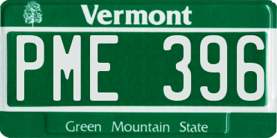VT license plate PME396