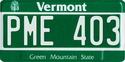 VT license plate PME403