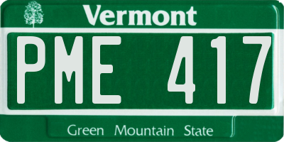 VT license plate PME417