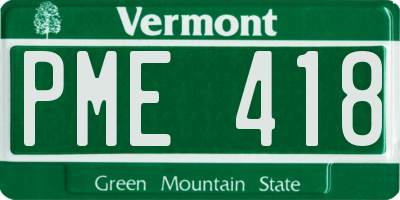 VT license plate PME418