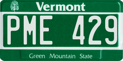 VT license plate PME429