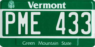 VT license plate PME433