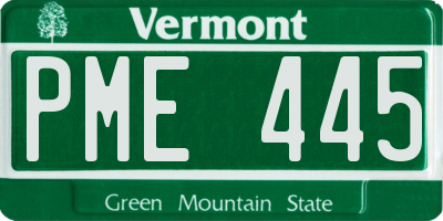 VT license plate PME445
