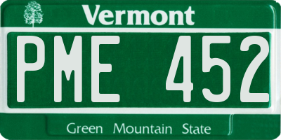 VT license plate PME452