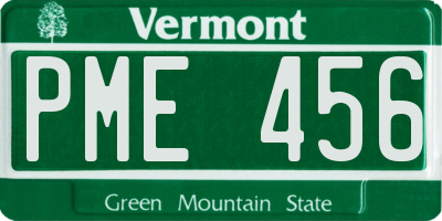 VT license plate PME456
