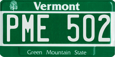 VT license plate PME502