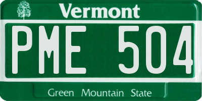 VT license plate PME504