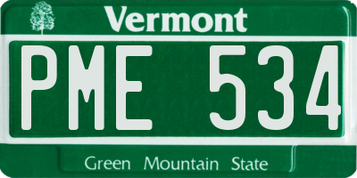 VT license plate PME534