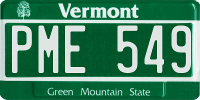 VT license plate PME549