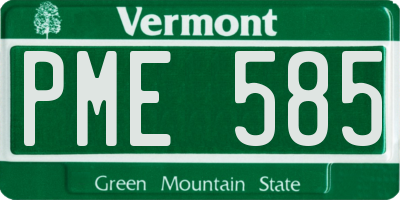 VT license plate PME585