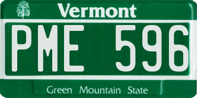 VT license plate PME596