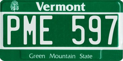 VT license plate PME597