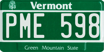 VT license plate PME598
