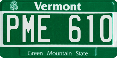 VT license plate PME610