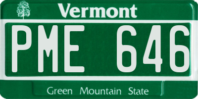 VT license plate PME646