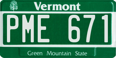 VT license plate PME671