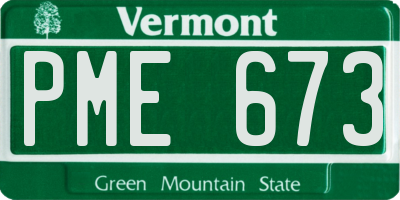 VT license plate PME673