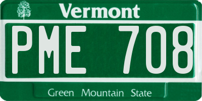 VT license plate PME708
