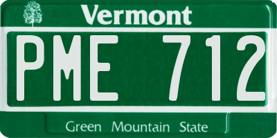 VT license plate PME712