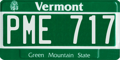VT license plate PME717