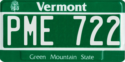 VT license plate PME722