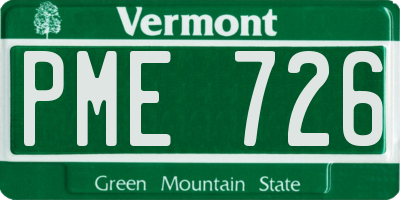 VT license plate PME726