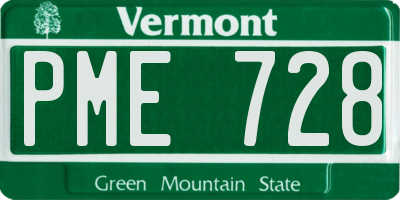 VT license plate PME728