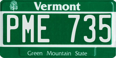 VT license plate PME735