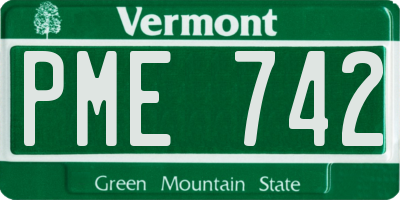 VT license plate PME742