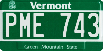 VT license plate PME743