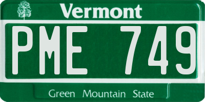 VT license plate PME749