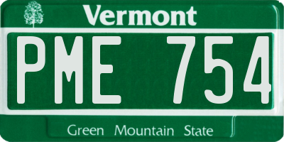 VT license plate PME754