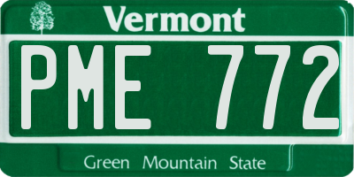 VT license plate PME772