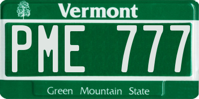 VT license plate PME777