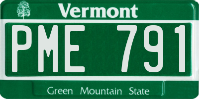 VT license plate PME791