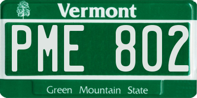 VT license plate PME802