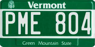 VT license plate PME804