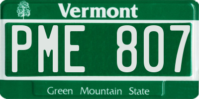 VT license plate PME807